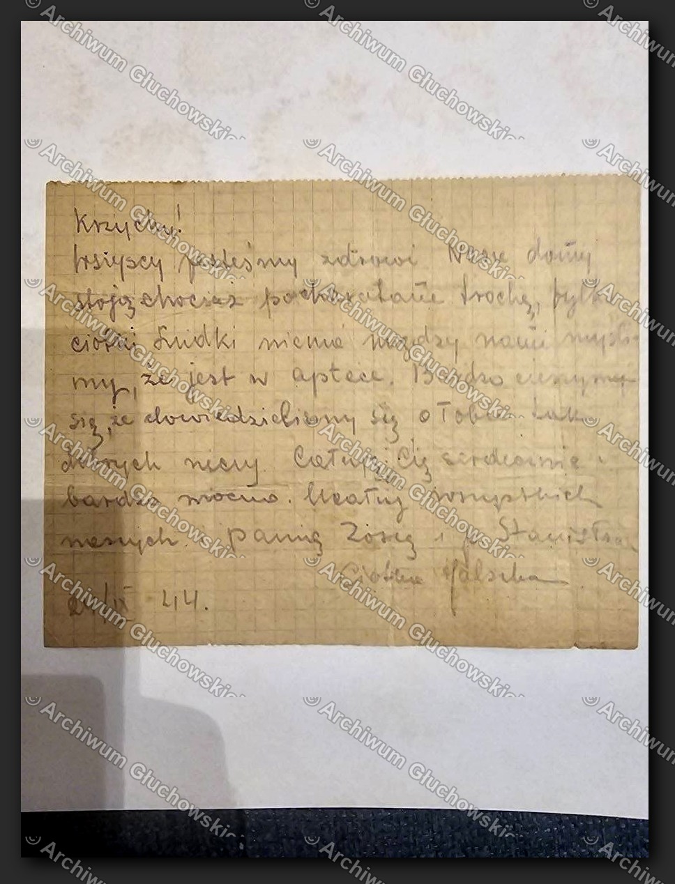 List od ciotki do Krzysztofa — 'Krychu! Wszyscy jesteśmy zdrowi' — 24.IX.1944, ostatnie dni Powstania