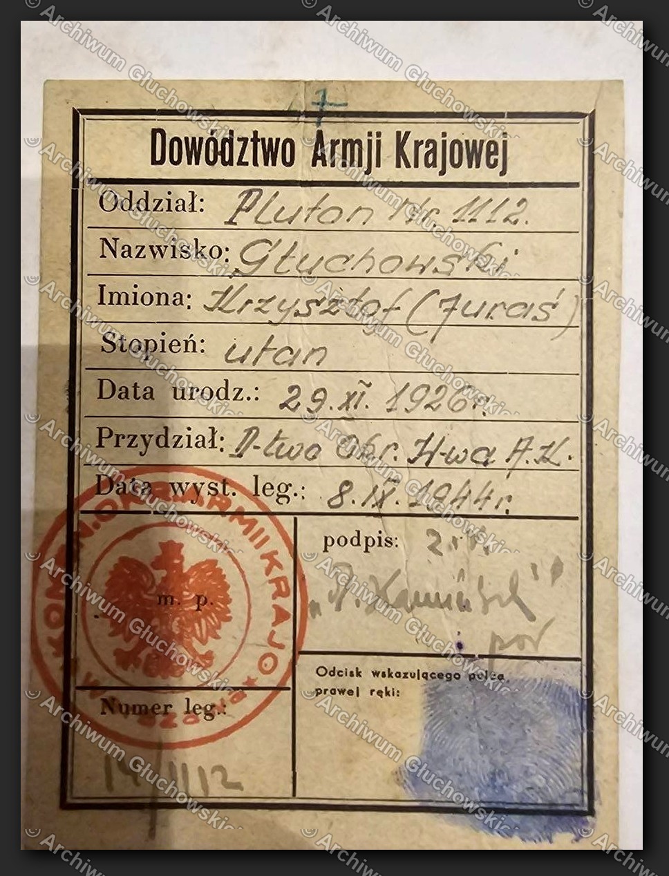 Legitymacja AK — zbliżenie