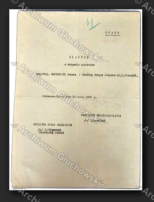 Akt mianowania na generała brygady
