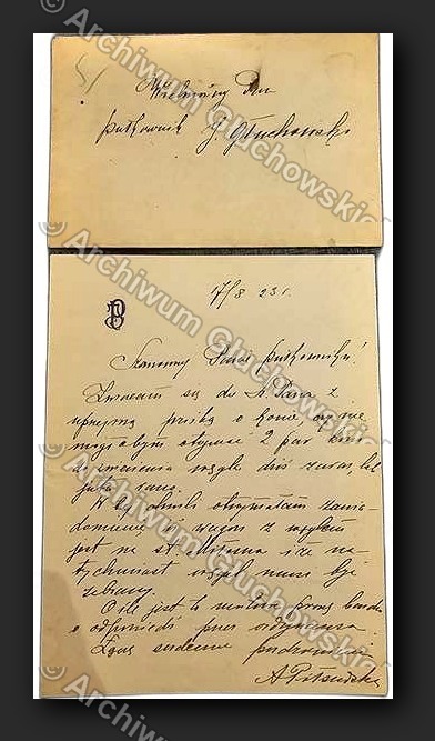 Zestaw: bilet wizytowy + list prywatny do płk Głuchowskiego 17.VIII.1925 (master)
