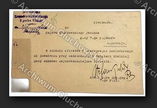 Życzenia wielkanocne od D-cy Szwadronu Zapasowego 7 P.Uł. — Ciechanów