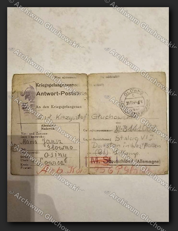 Antwort-Postkarte — Krzysztof ze Stalag VI/3 (awers)