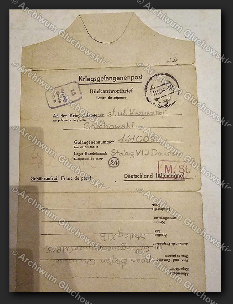 Kriegsgefangenenpost — ojciec do syna (awers koperty)