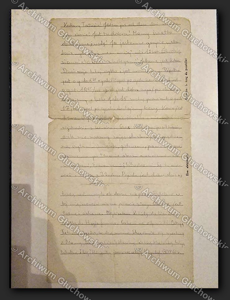 List do ojca Stefana z obozu — 'Kochany Tatuśku!' — szczegółowy opis życia obozowego, XI.1944