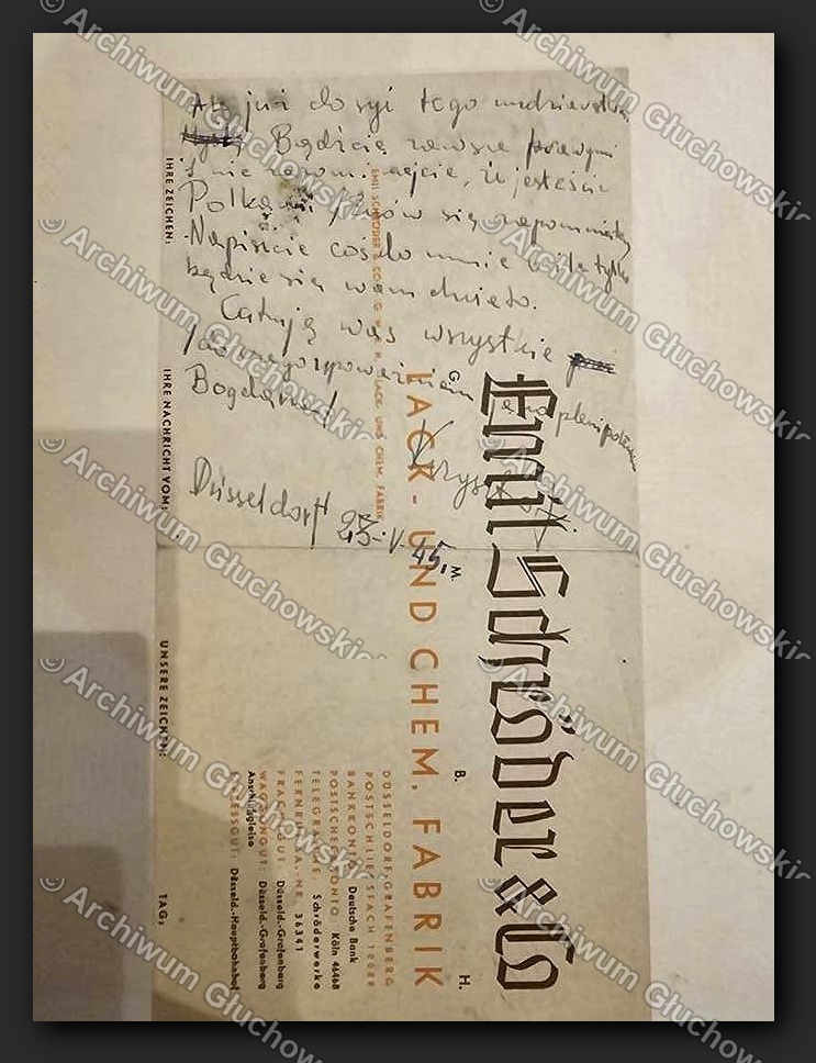 List na papeterii Emil Schröder & Co — Düsseldorf