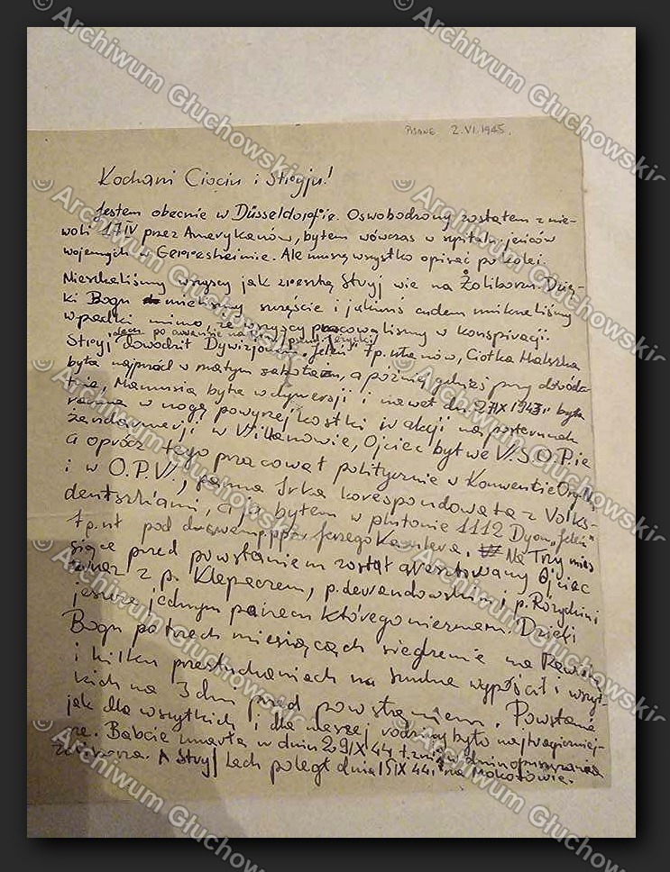 List z Düsseldorfu po wyzwoleniu — 2.VI.1945