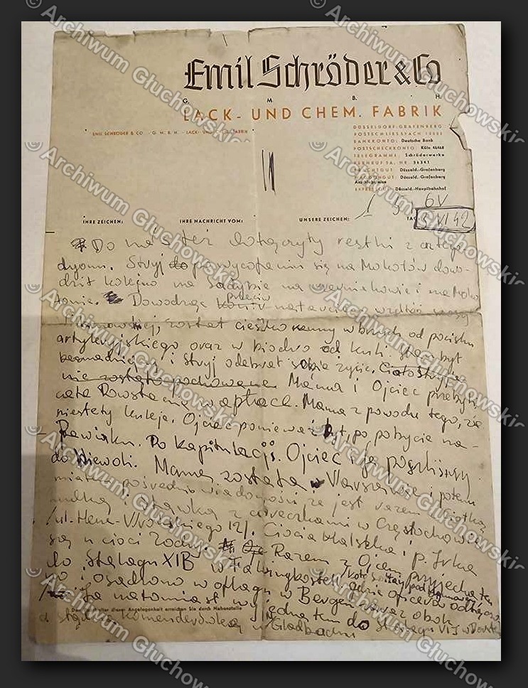 Wspomnienia autobiograficzne na papeterii Emil Schröder — losy rodziny w Powstaniu