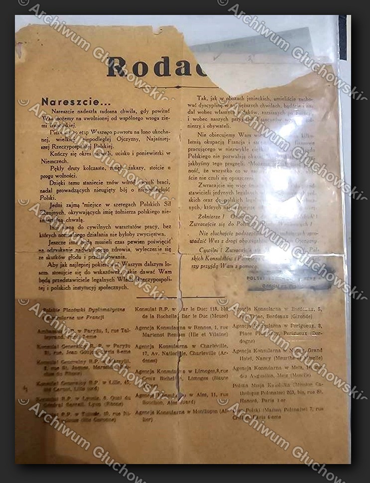 Ulotka repatriacyjna 'Nareszcie... RODACY' (awers)