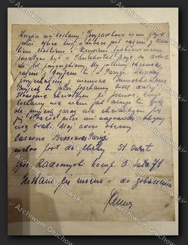 List Krzysztofa z Paryża — Caserne Bessines, do bliskich