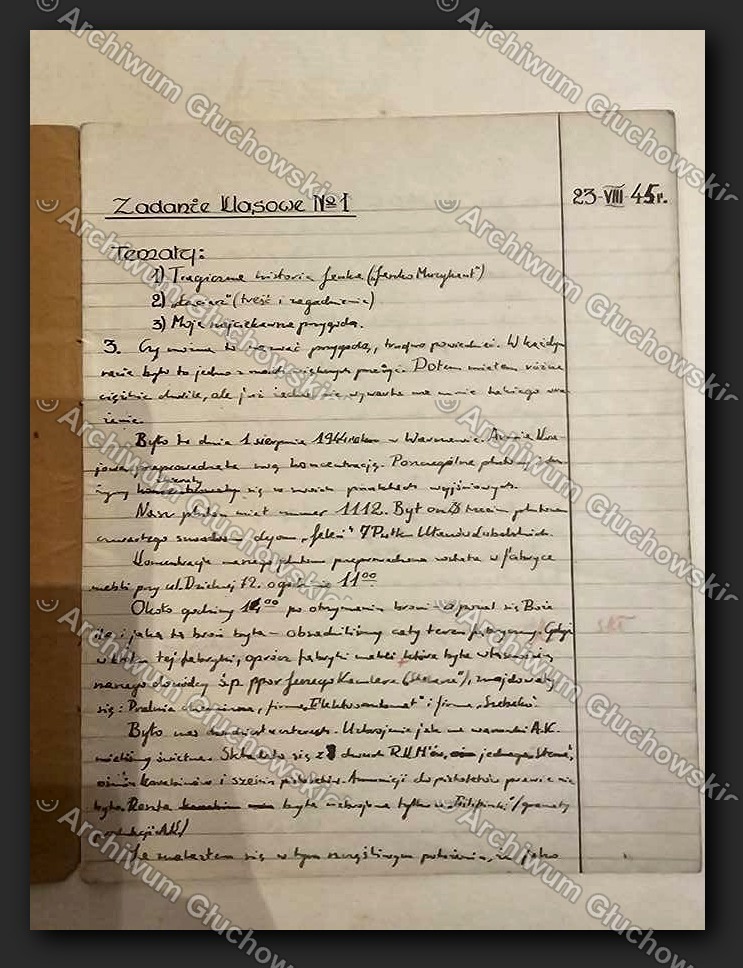 Esej szkolny nr 1 — wspomnienie z Powstania (23.VIII.1945)