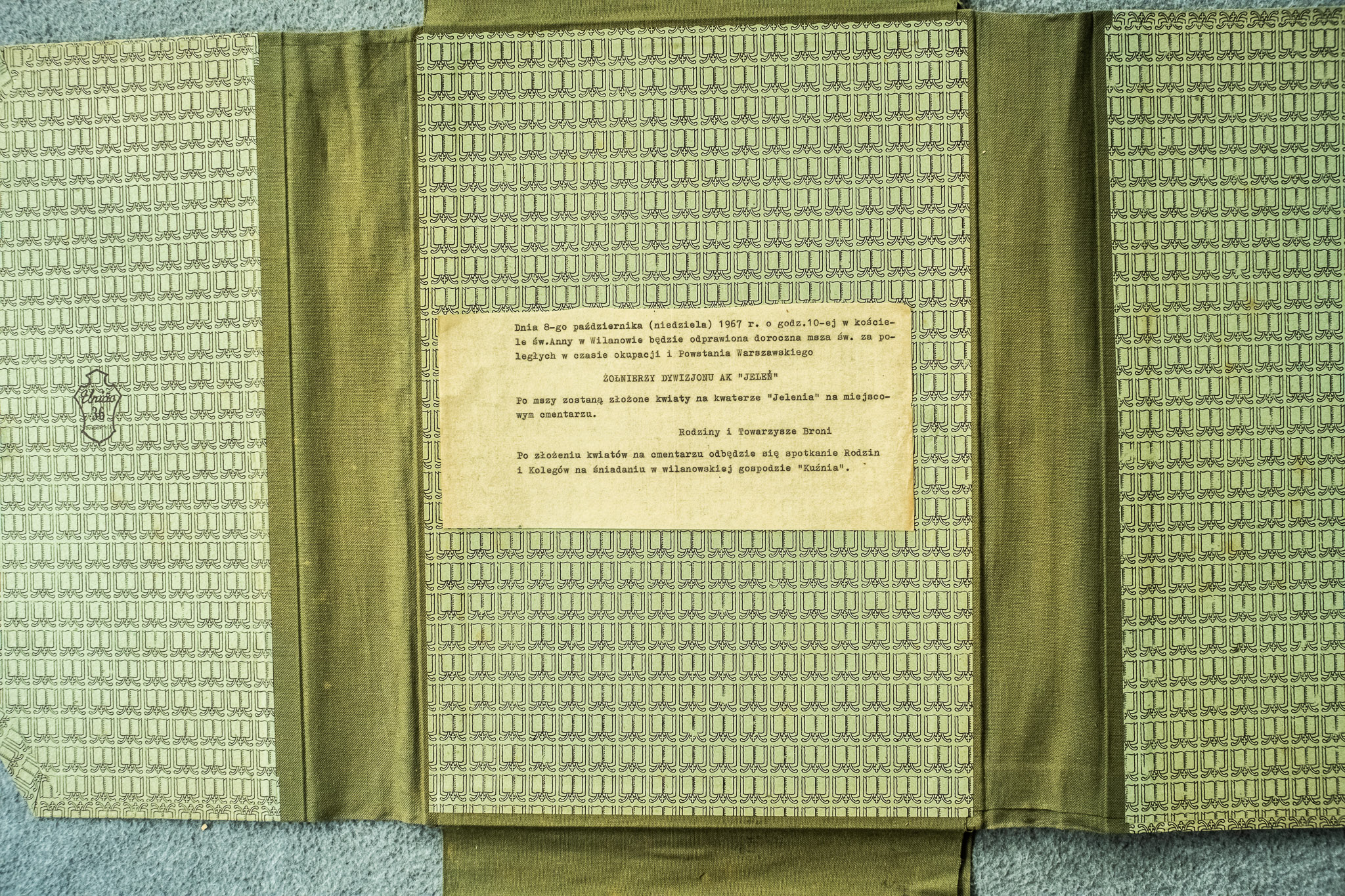★★★★ OBWIESZCZENIE uroczystości kościelnej 5.X.1947 — 3. rocznica zakończenia Powstania Warszawskiego, kościół Św. Anny (?) w Cliszewska, udział kombatantów 7 P.UL. AK pluton "Jelod" (=Jeleń) (DSCF7005)