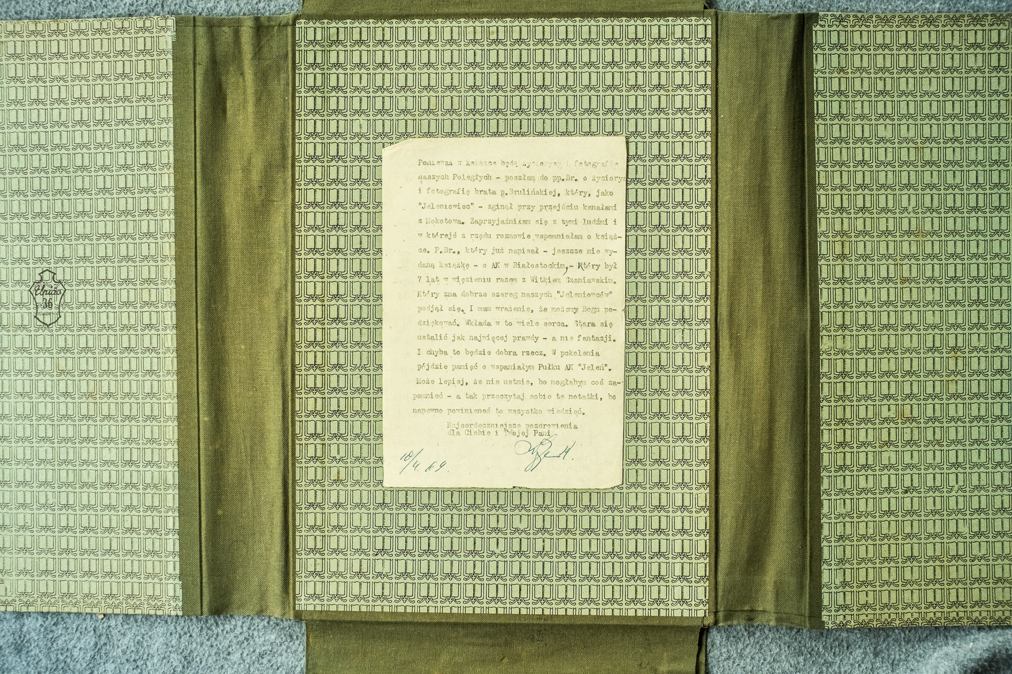 List Wandy 'Krysty' z 18.IV.1969 - zbieranie fotografii poleglych 7 P.Ul., spotkanie z p.Brulinski (autorem ksiazki o AK Bialostockim, 7 lat wiezienia z Witkiem Bednarskim) (s.3)