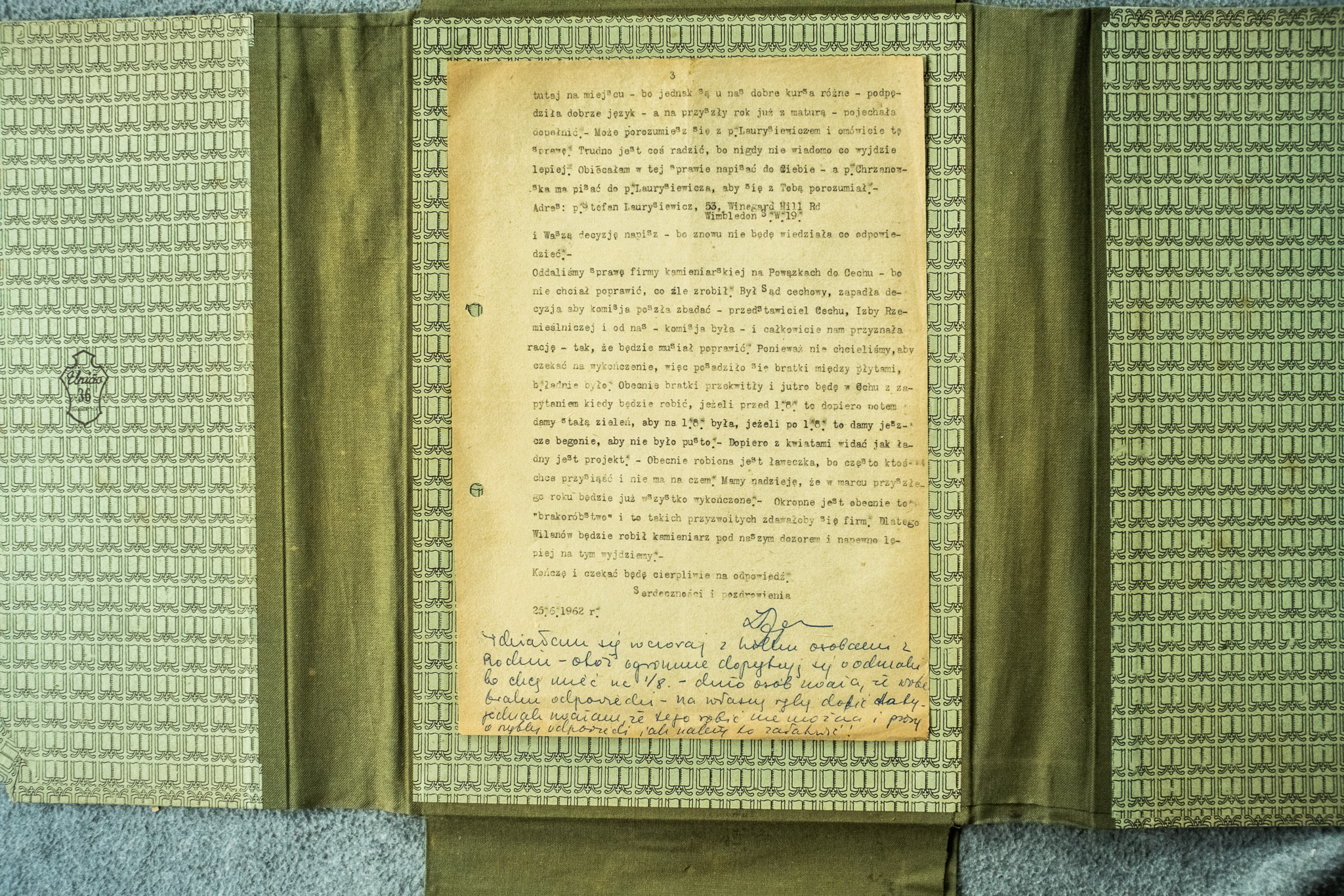 List Wandy o sprawie Wilanowa kamiennej i decyzjach Powazek 28.X.1962 (DSCF7026)