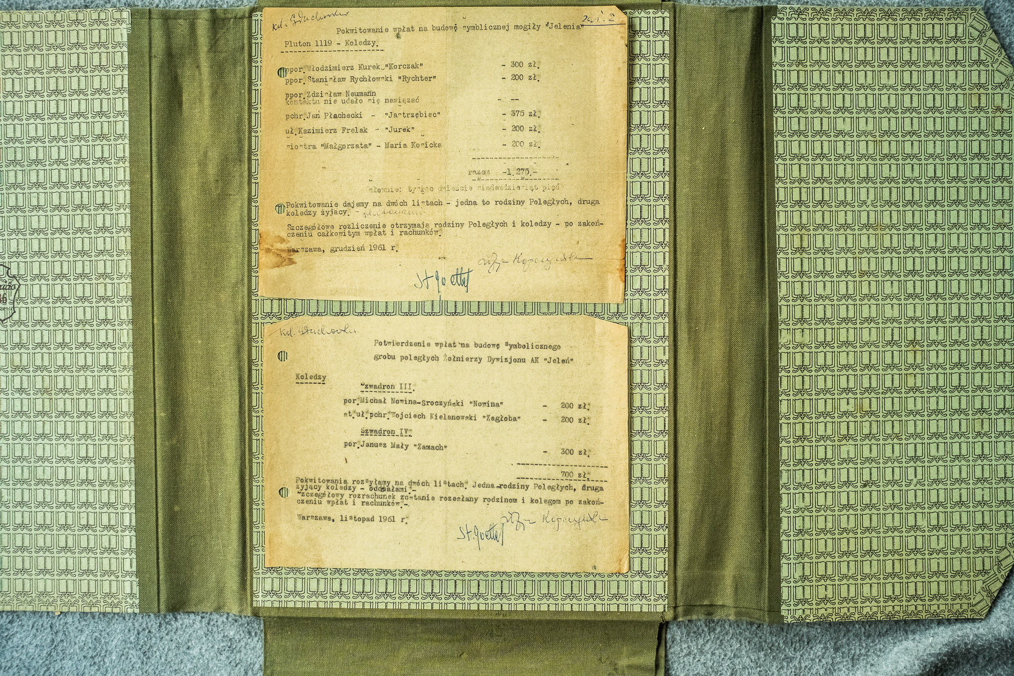 Pokwitowania wplat na grob symboliczny szwadron III i IV listopad 1961 (DSCF7040)