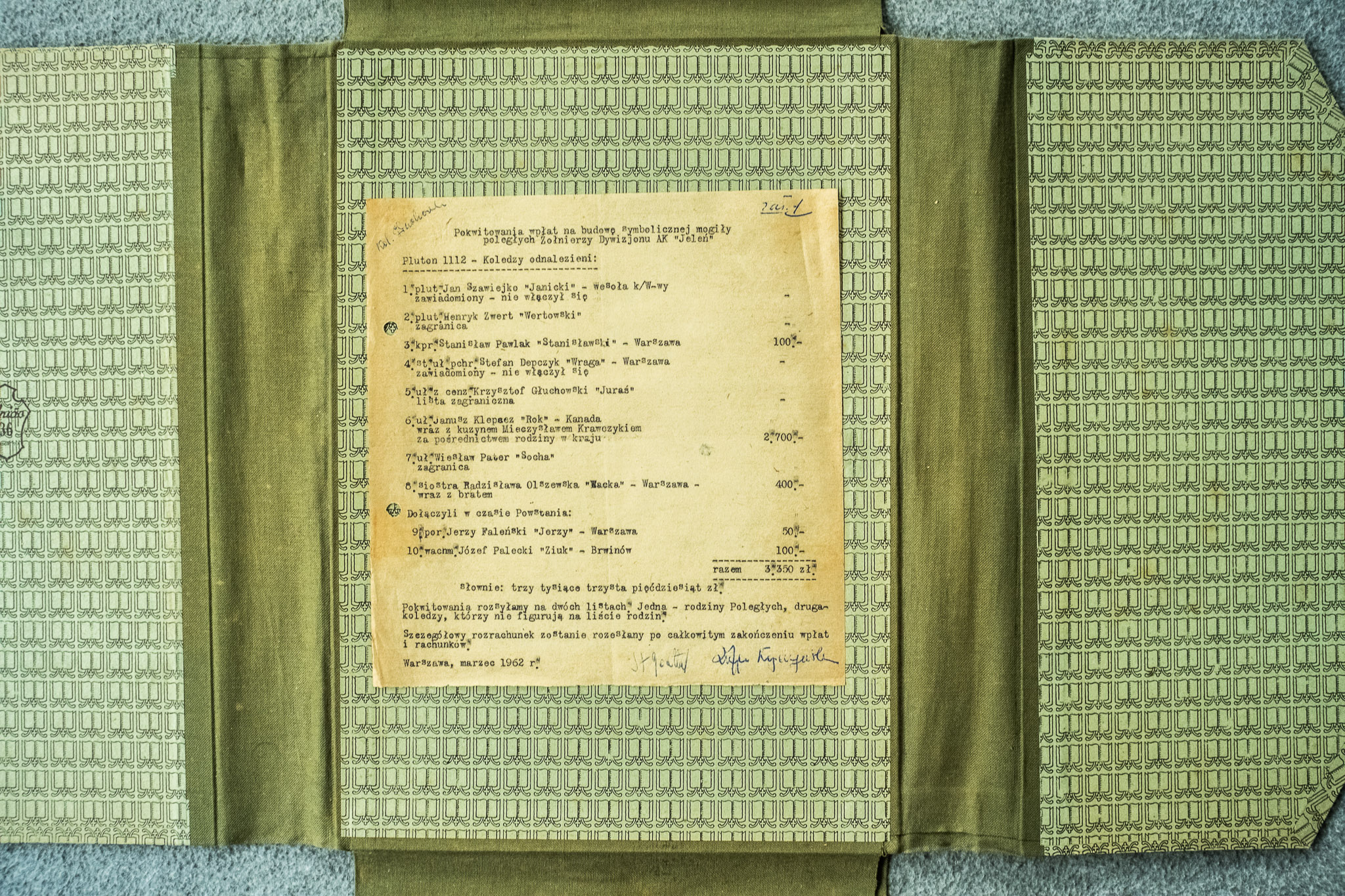 Pokwitowania pluton 1112 marzec 1962 - 3850 zl (DSCF7041)