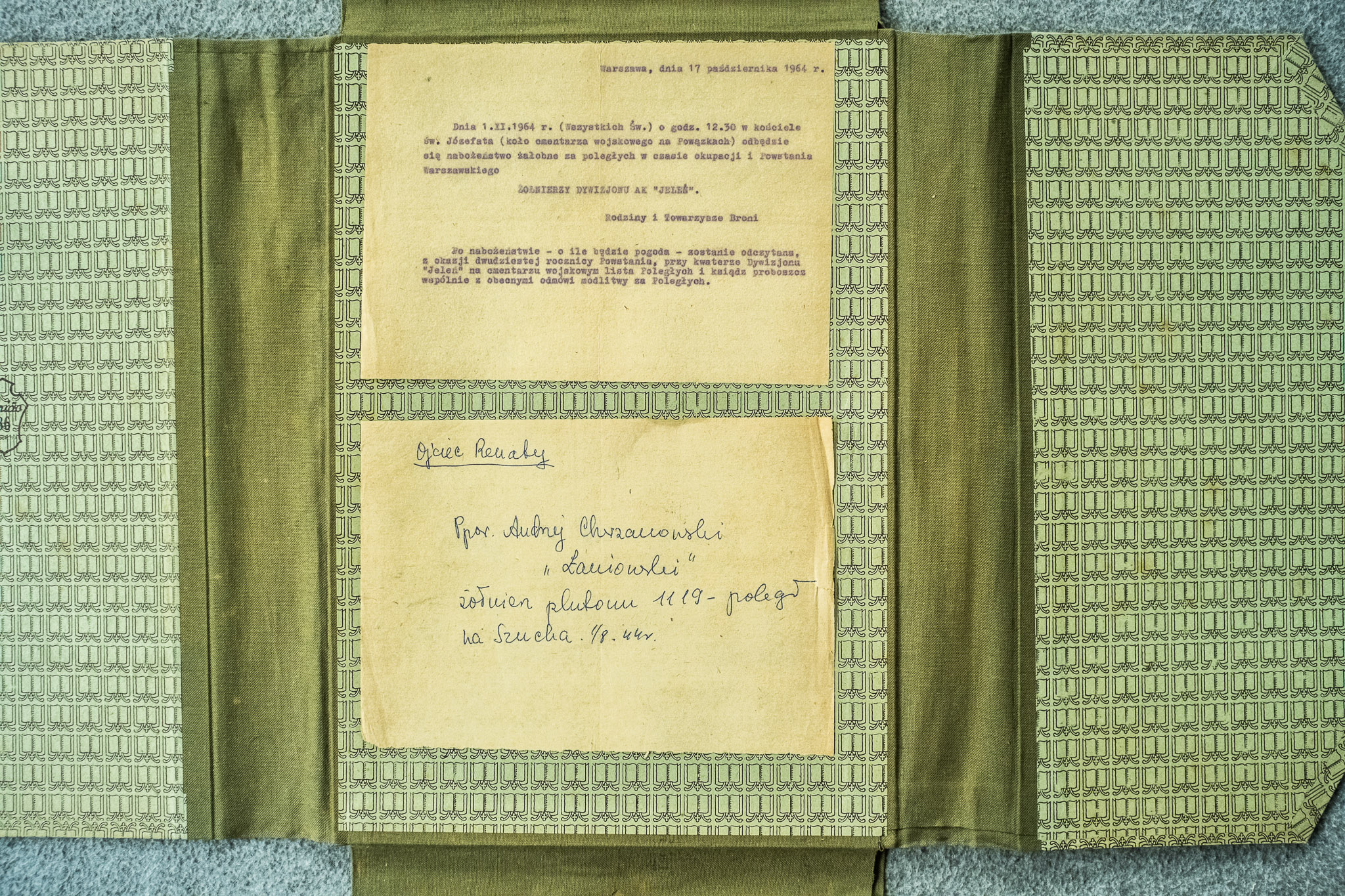 Zawiadomienie msza 1.IX.1964 + Andrzej Chrzanowski "Łaniowski" plut.1119 (DSCF7048)