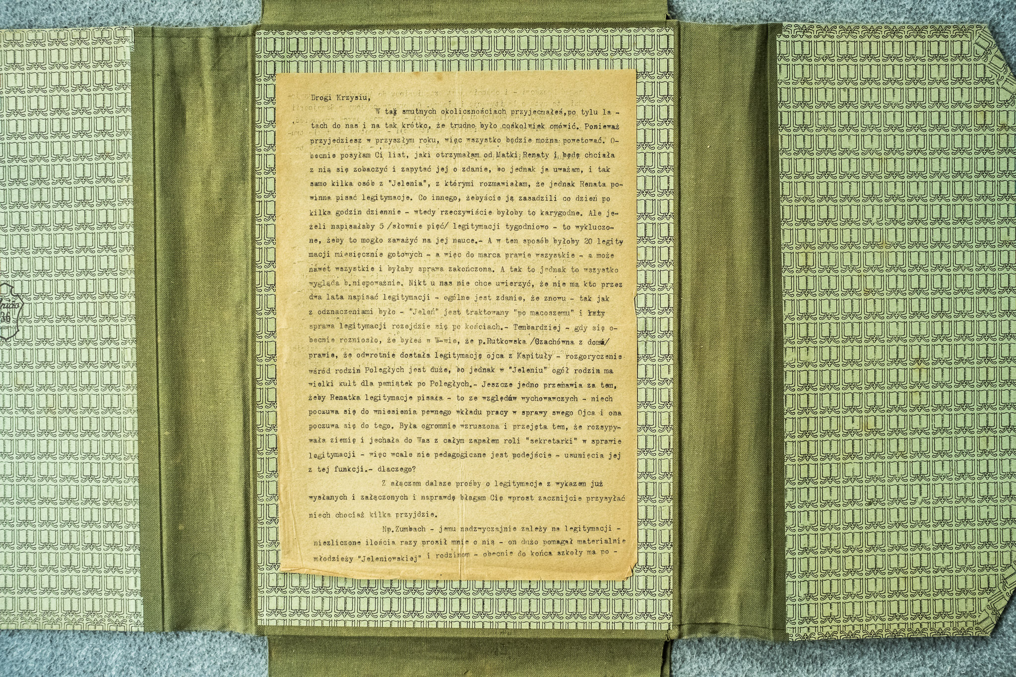 List do Krzysia: legitymacje "Jeleniowe", Renata, kwatera Powązki (DSCF7049)
