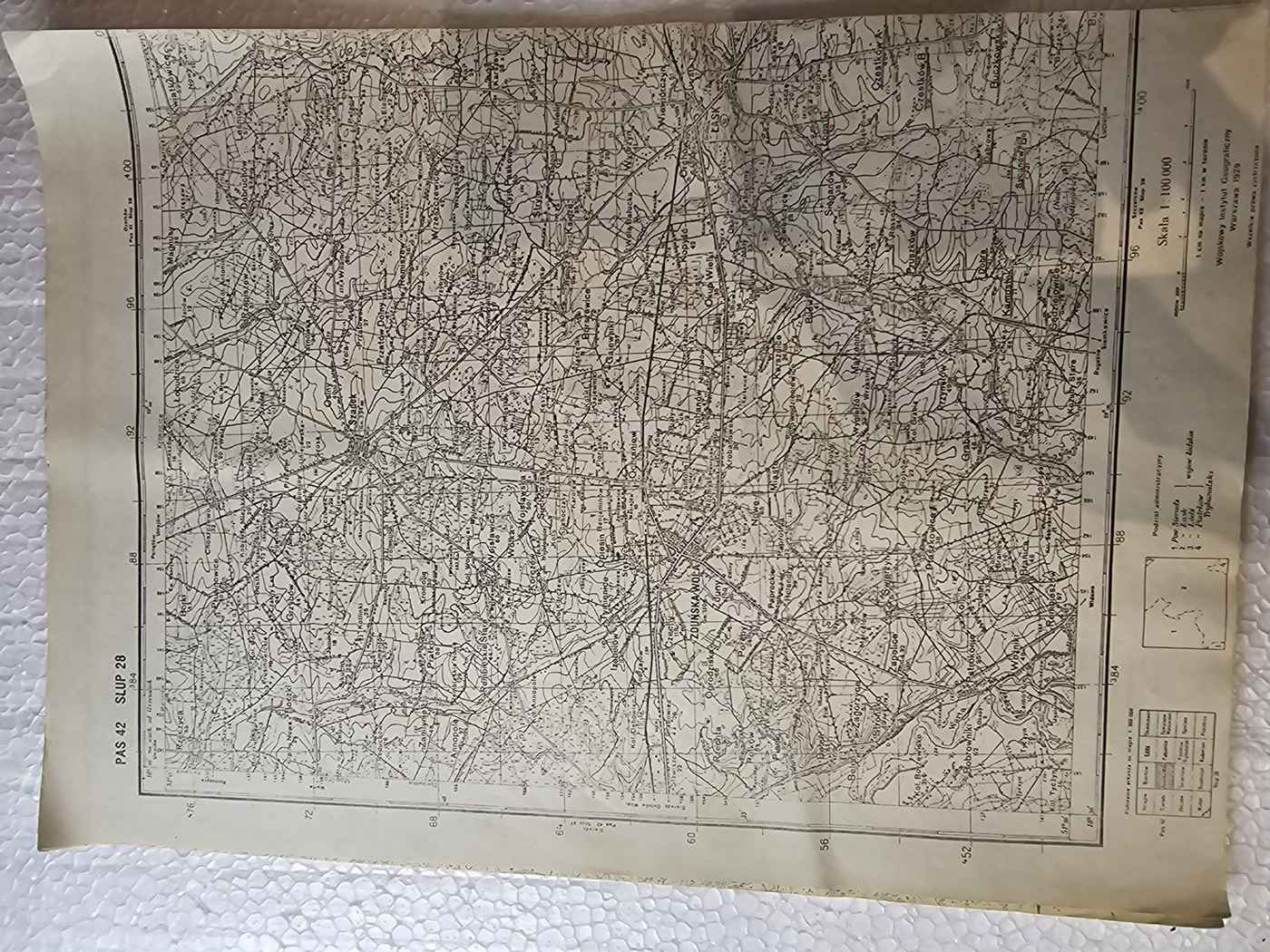 Mapa WIG 1:100000 — PAS 42 SŁUP 28 (Zduńska Wola zach.), Warszawa 1929