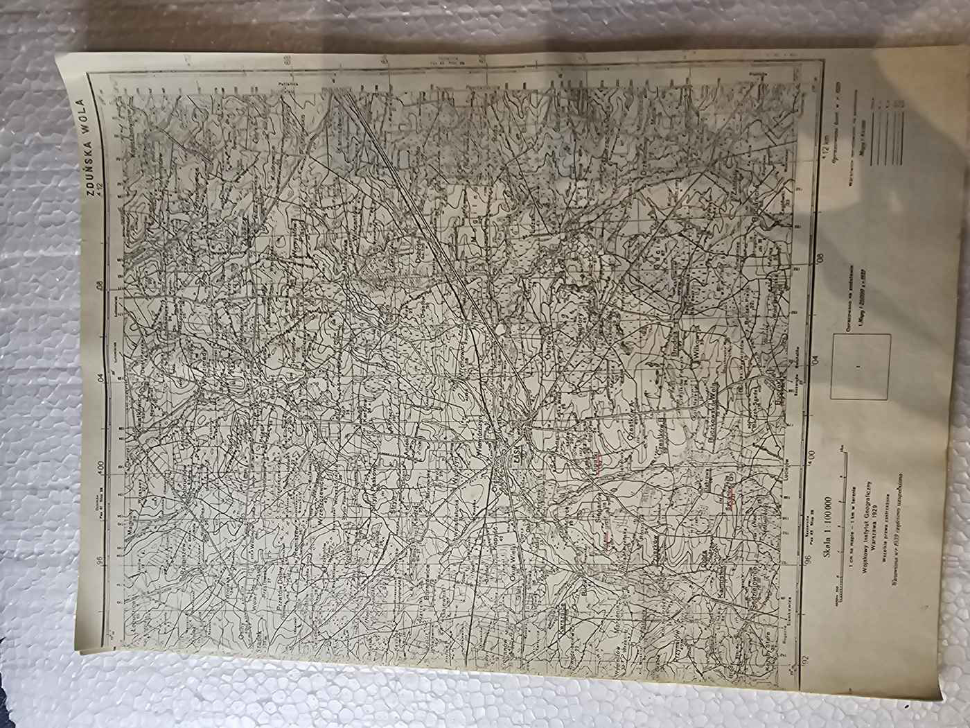 Mapa WIG 1:100000 — PAS 42 SŁUP 29 (Zduńska Wola wsch.) — AKTUALIZACJA 1939