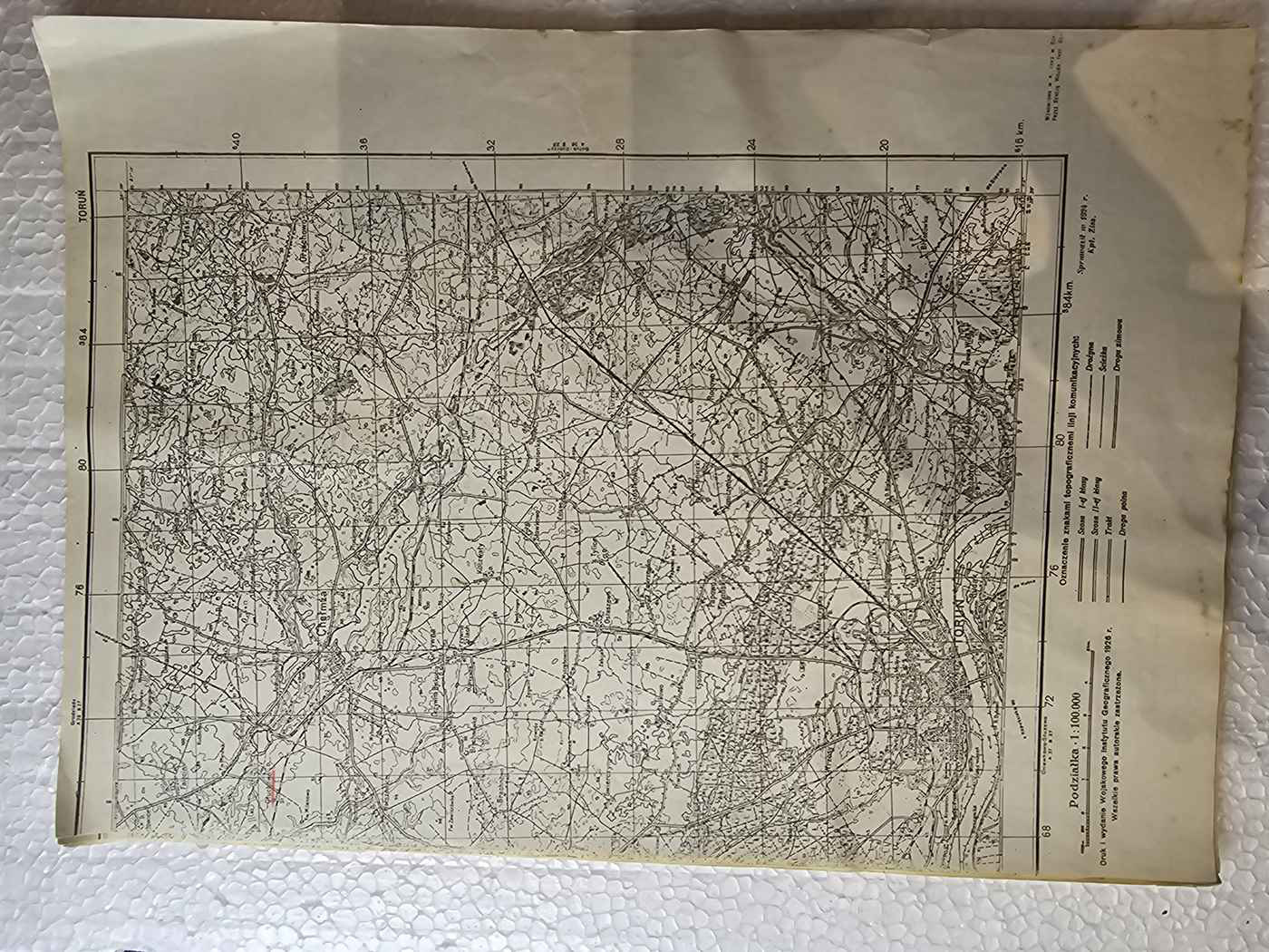 ★★★★ Mapa WIG 1:100000 — Toruń (wschód), 1926 — z ADNOTACJĄ "Gluch..." (proweniencja potwierdzona)