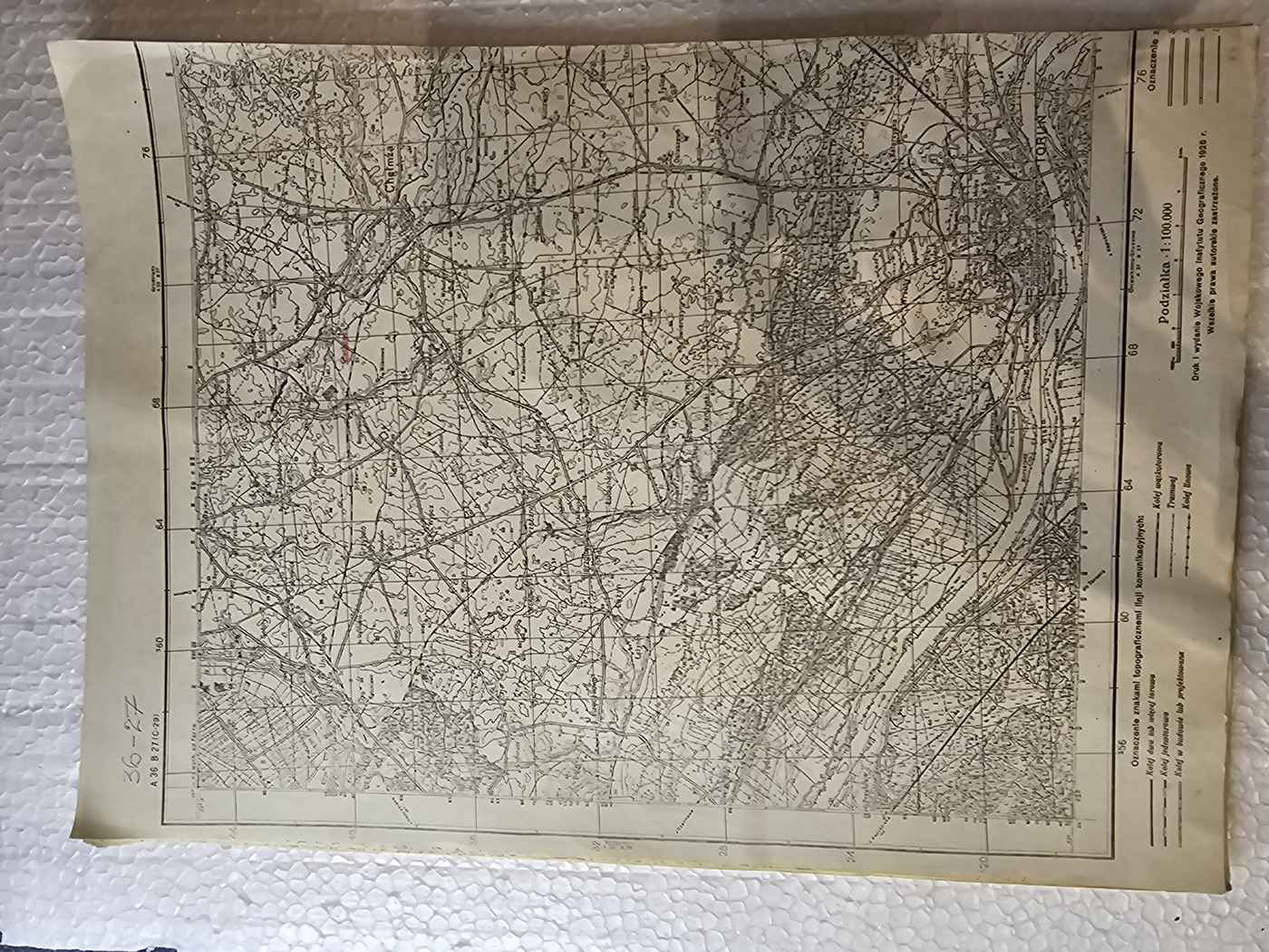 Mapa WIG 1:100000 — Toruń (zachód), arkusz A36 B27, 1926