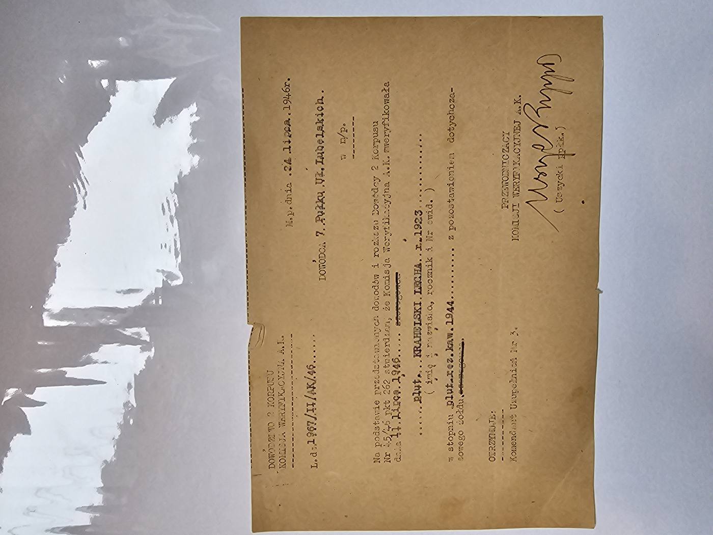KRAHELSKI Lech — weryfikacja stopnia (2 Korpus)