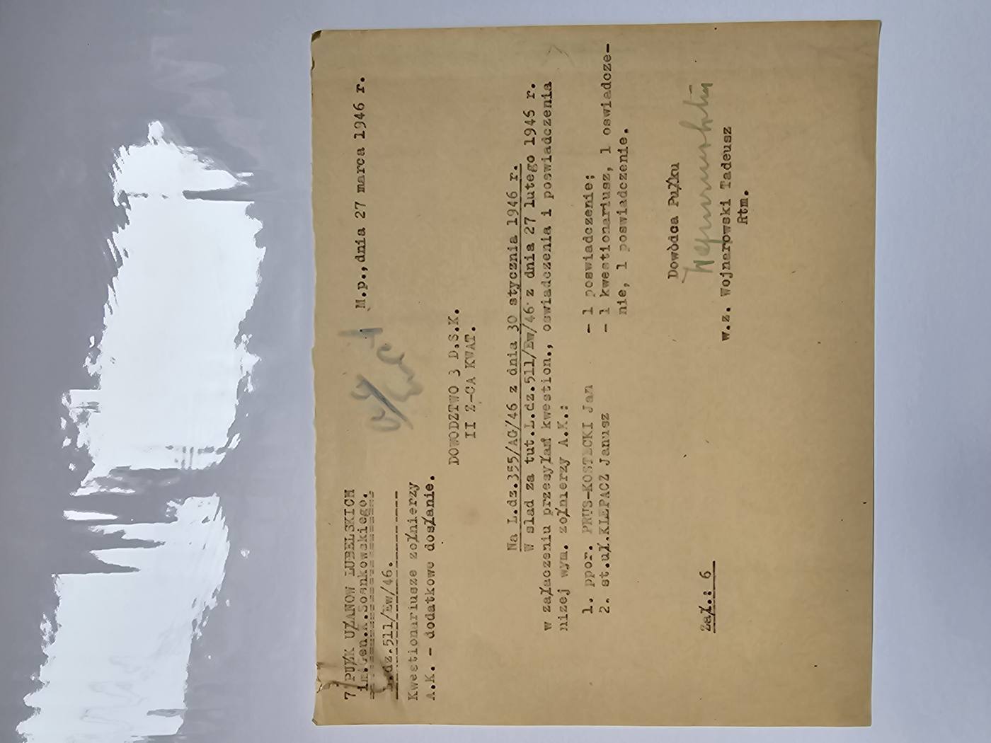 Lista wysylkowa Wojnarowskiego — batch IV (uzupelnienie) 7 Pulk Ulanow Lubelskich