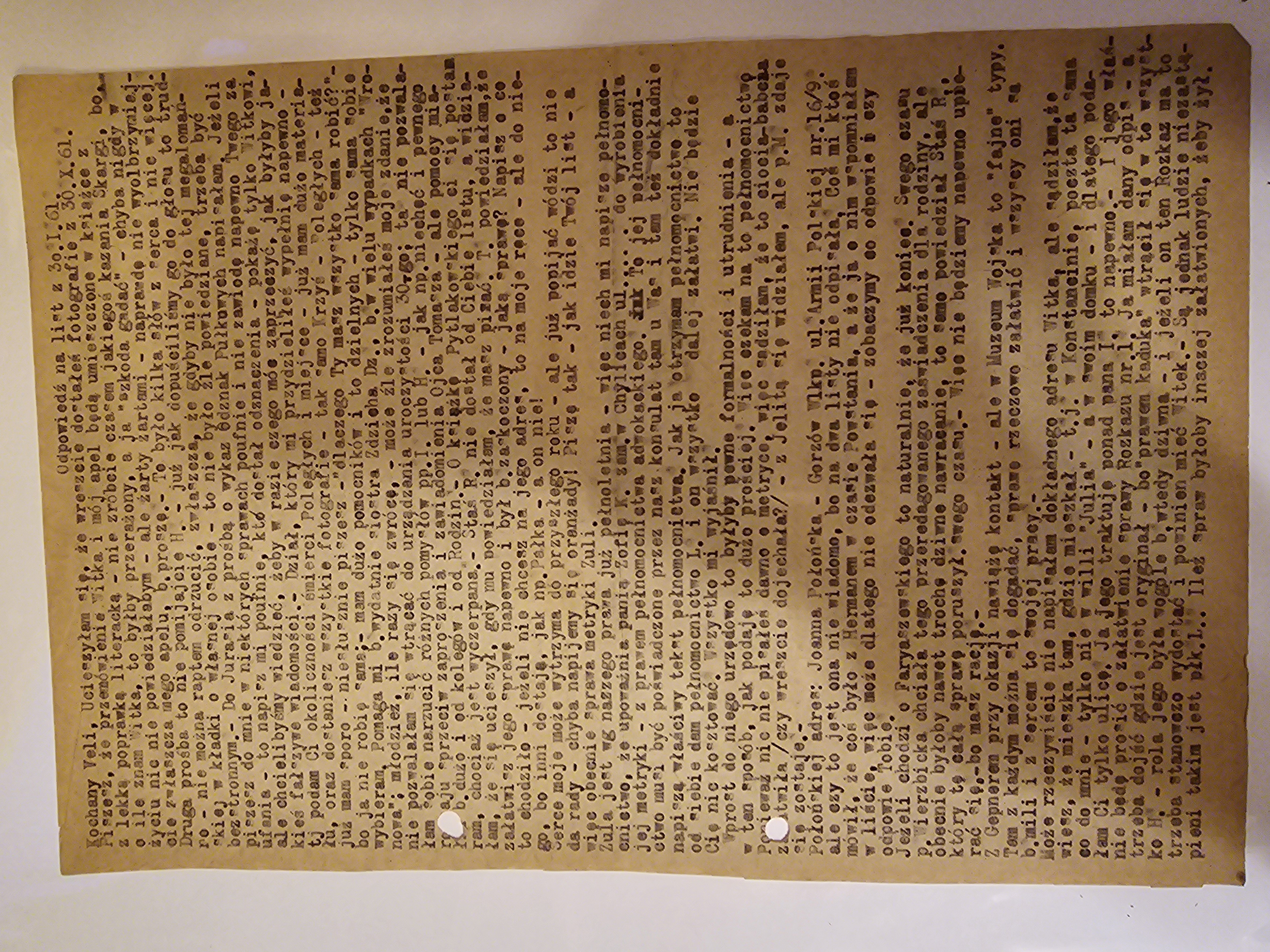 List wigilijny 15.XII.1960
