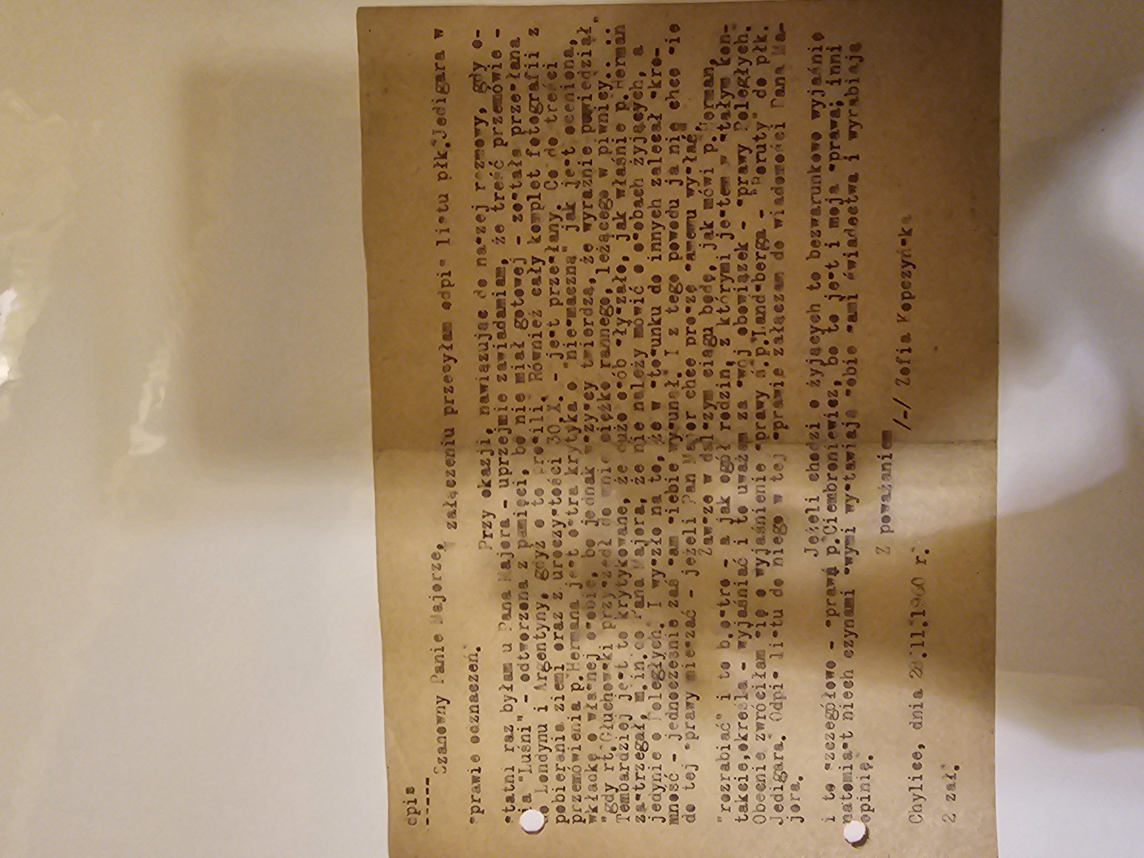 Do mjr. Kuleszy 27.XI.1960