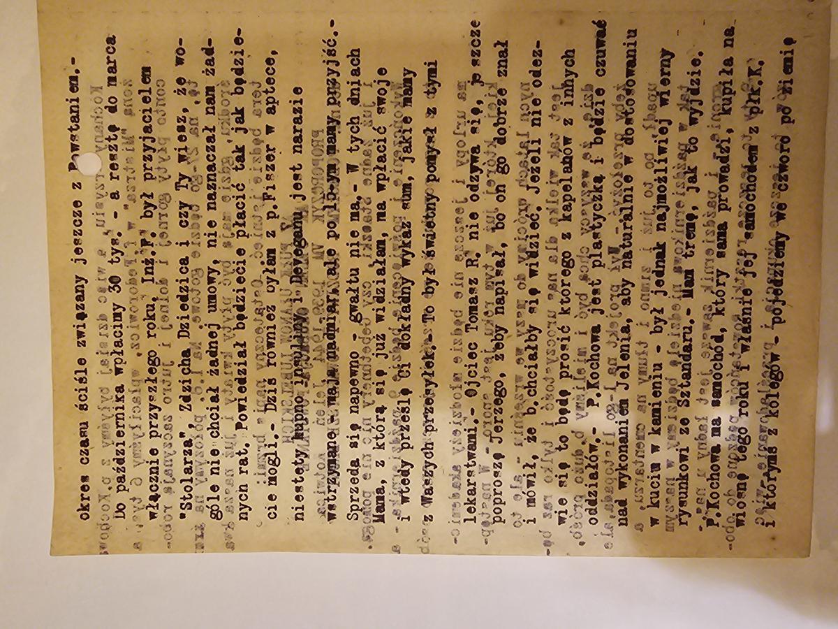 List Kopczyńskiej do Hermana ws. konfliktów i fałszowania akt poległych