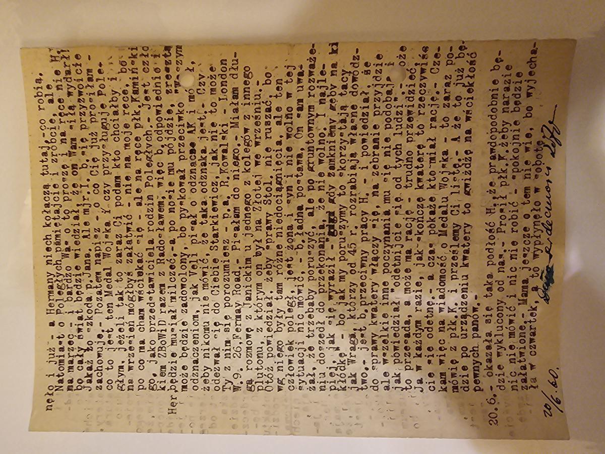 List Kopczyńskiej: HERMAN PRAWDOPODOBNIE WYKLUCZONY (dopisek 20.VI), ojciec Jerz...