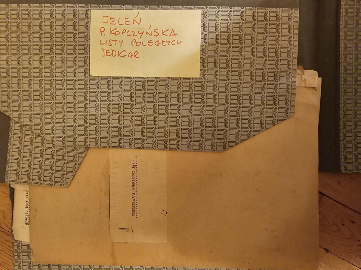 Teczka archiwalna serii: 'JELEŃ / P. KOPCZYISKA / LISTY / POLEGŁYCH