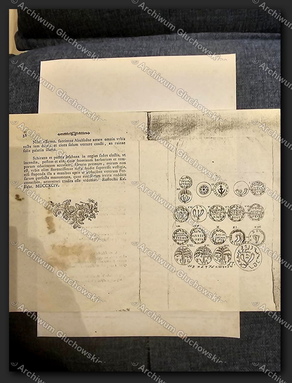 Fragment łacińskiego traktatu numizmatycznego — 'Peregrina Numorum Hasmonaeorum', z rycinami monet starożytnych