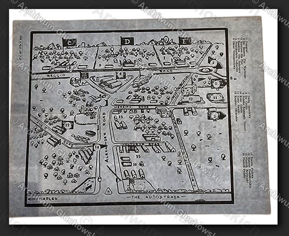 Mapa obozu Lammie z legendą