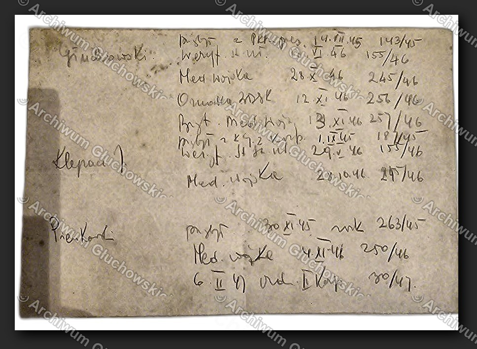 Notatki odręczne Krzysztofa — ewidencja dat służby, rozkazów i odznaczeń 1945–1946