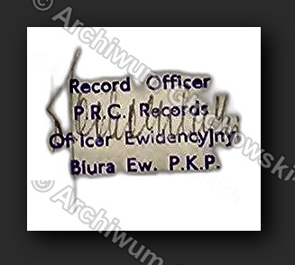 Certificate P.R.C. Record Office — nr 3023271, 3.III.1948