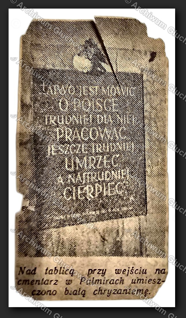 Wycinek prasowy — fotografia tablicy z Palmirów