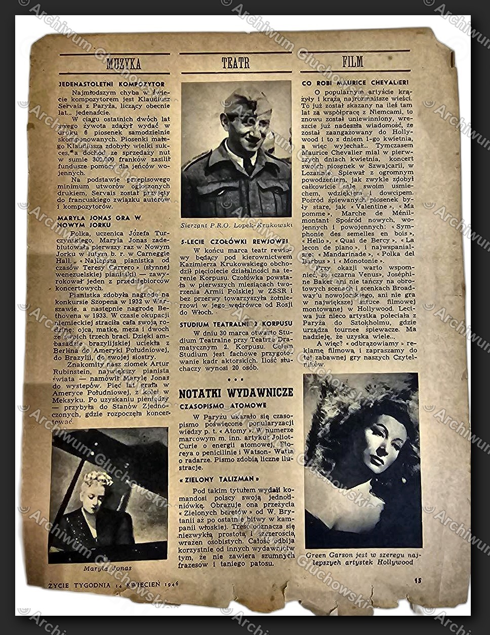 Gazeta 'Życie' — strona kulturalna (Film, Teatr, Muzyka)