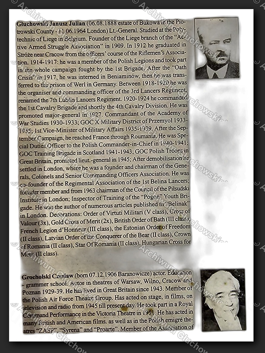 Biogram gen. Janusza J. Głuchowskiego i Czesława Grochulskiego — KWARTALNIK BIOGRAFICZNY POLONII Nr 7