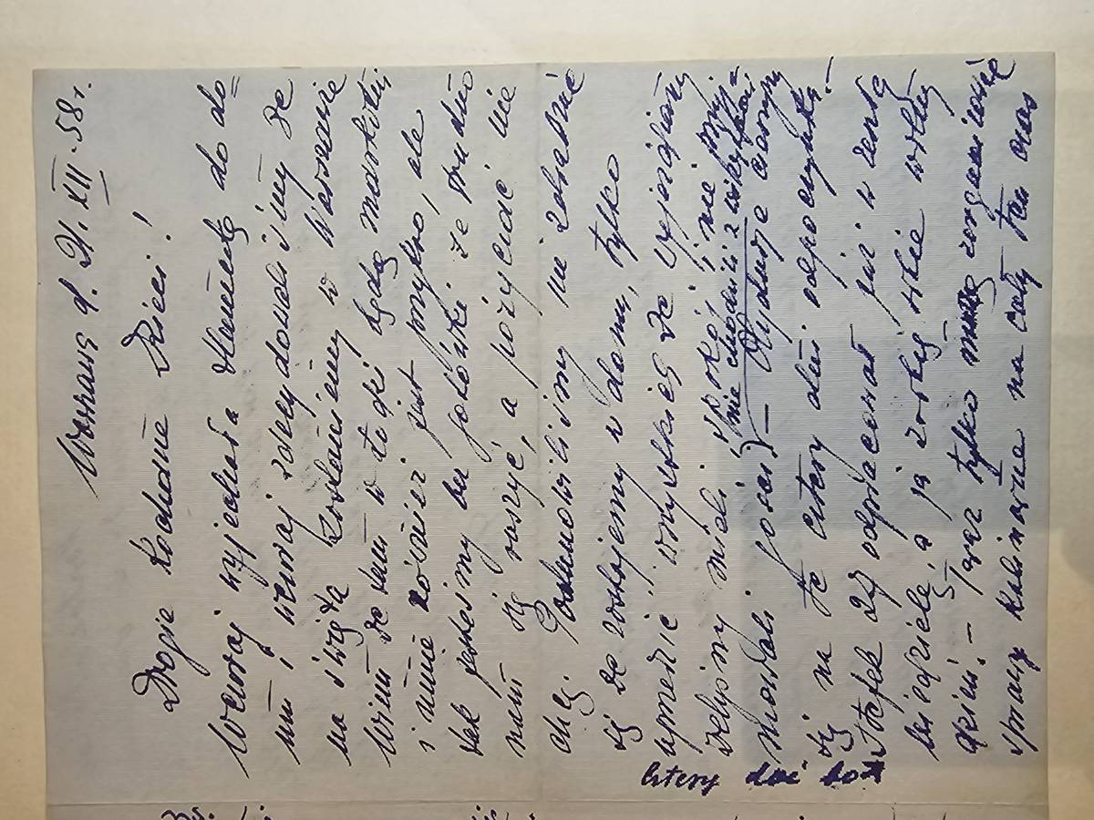 List Matki - Swieta 1958 w Warszawie, parasolka 600 zl dla Stawy