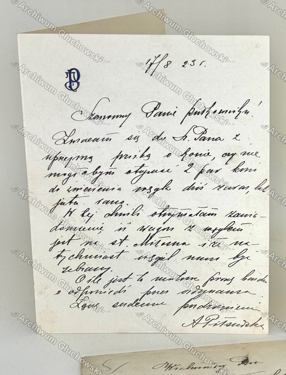 List odreczny Adama Pilsudskiego do plk. Janusza Gluchowskiego — Warszawa 17.VIII.1923 (kopia photograficzna /21)