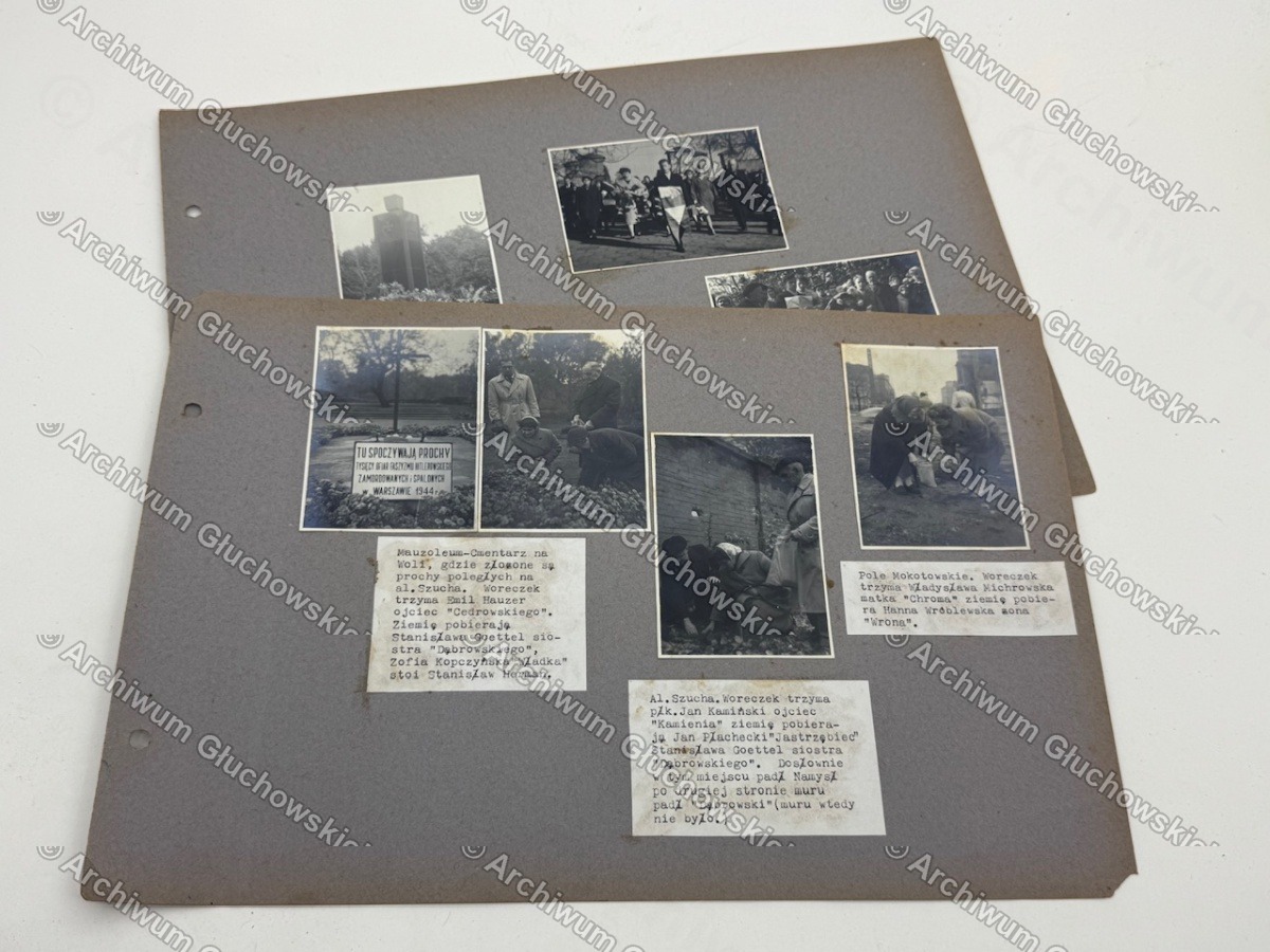 Zestaw fotograficzny — Mauzoleum Woli, Pole Mokotowskie, Al. Szucha — podróż pamięci gen. Głuchowskiego