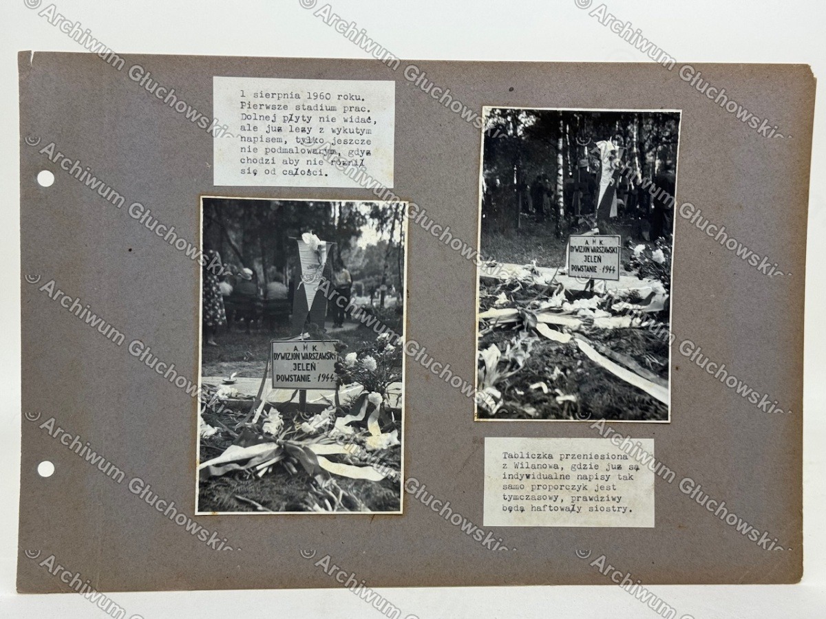 Zestaw fotograficzny — restauracja grobu powstańczego, Jele, AK 1944