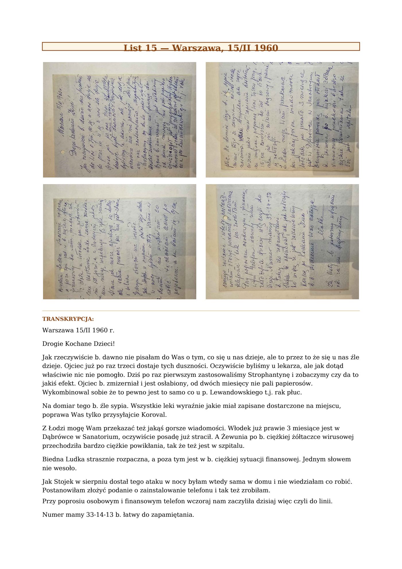 List Wandy z 15.II.1960