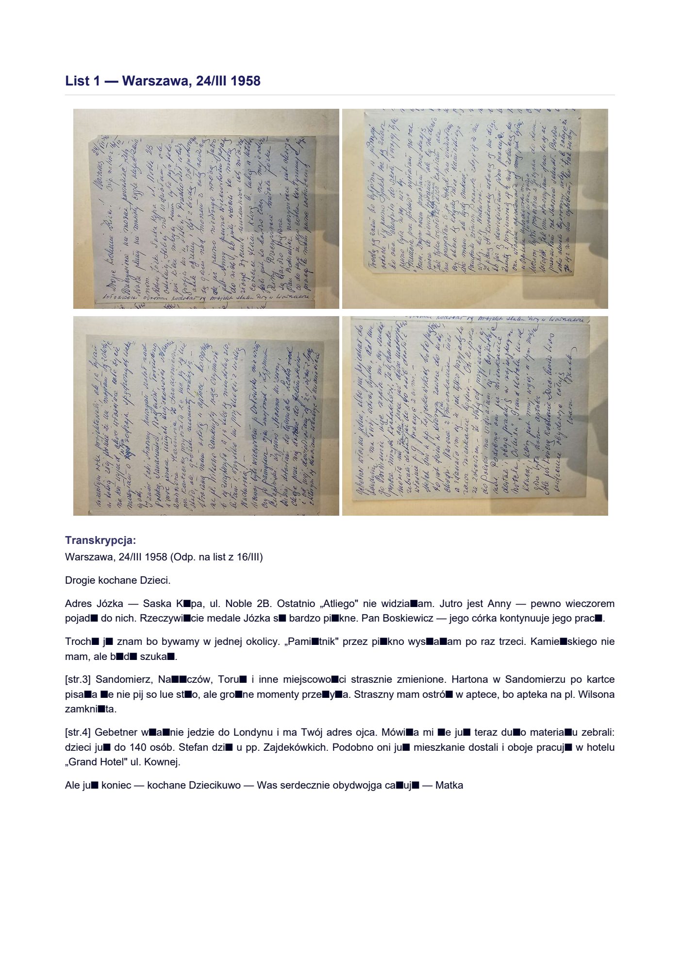 List Wandy z 24.III.1958