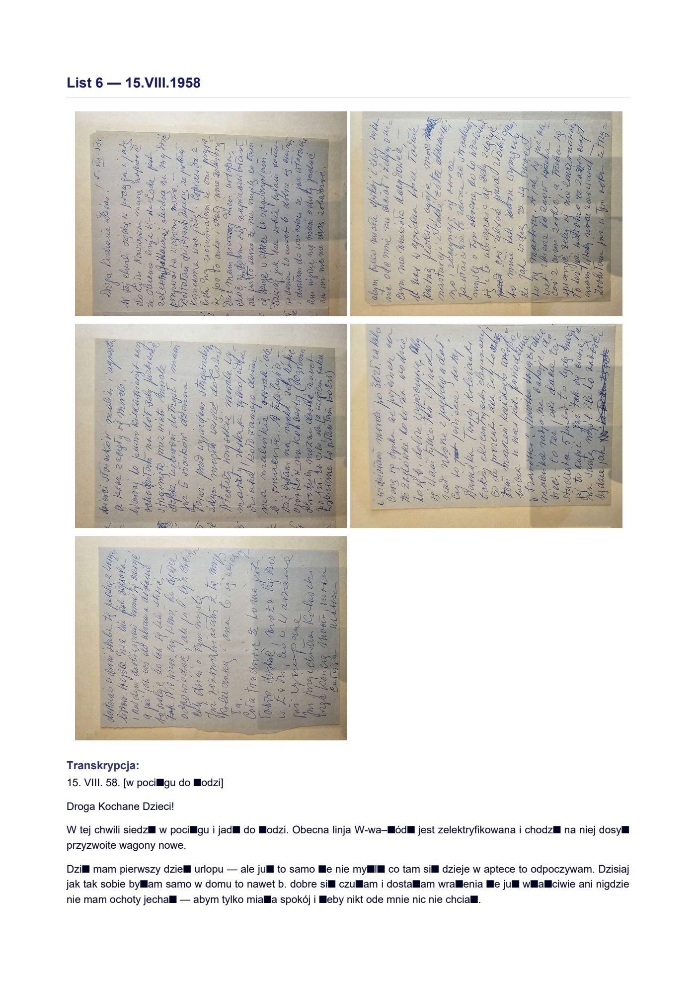 List Wandy z 22.VI.1958