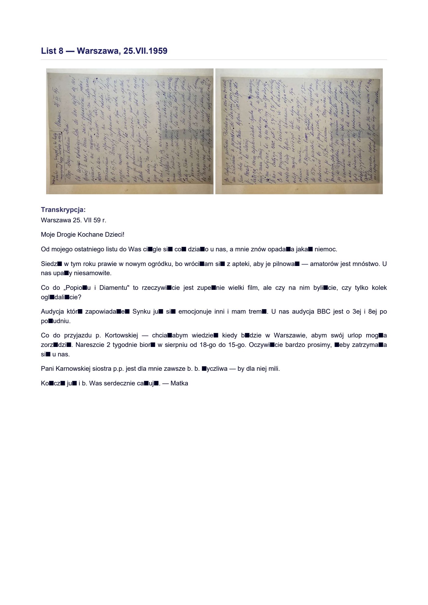 List Wandy z 18.IX.1959