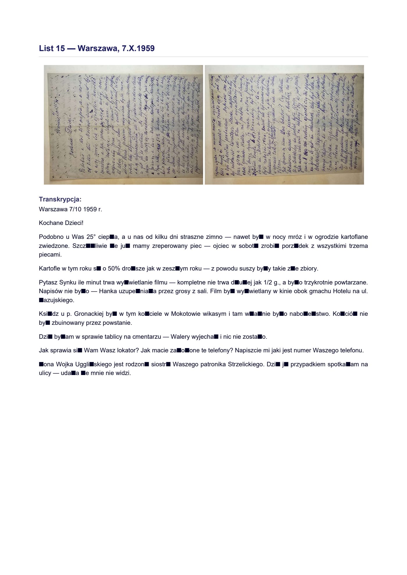 List Wandy z 7.10.1959