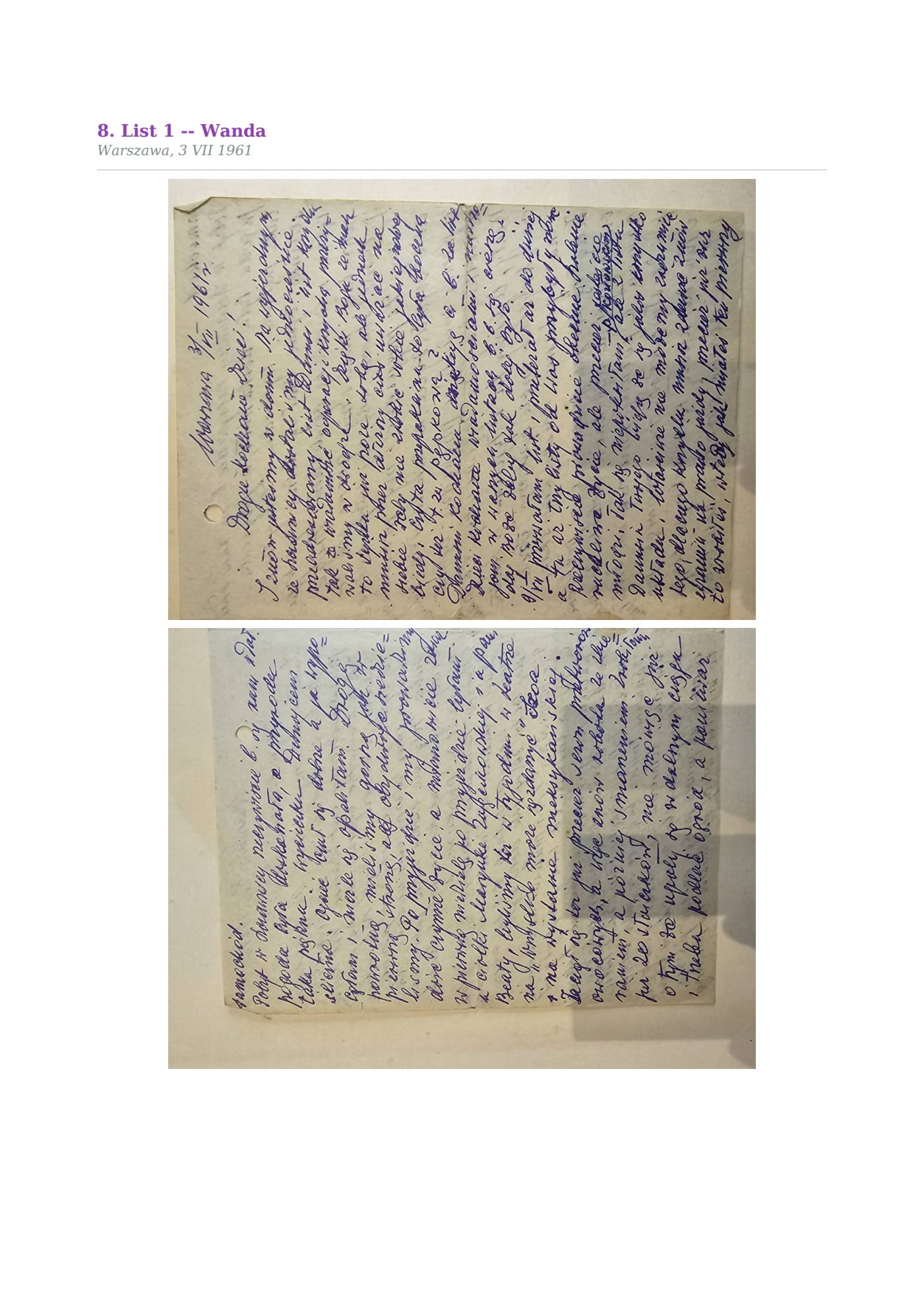 List Wandy z 3.VII.1961
