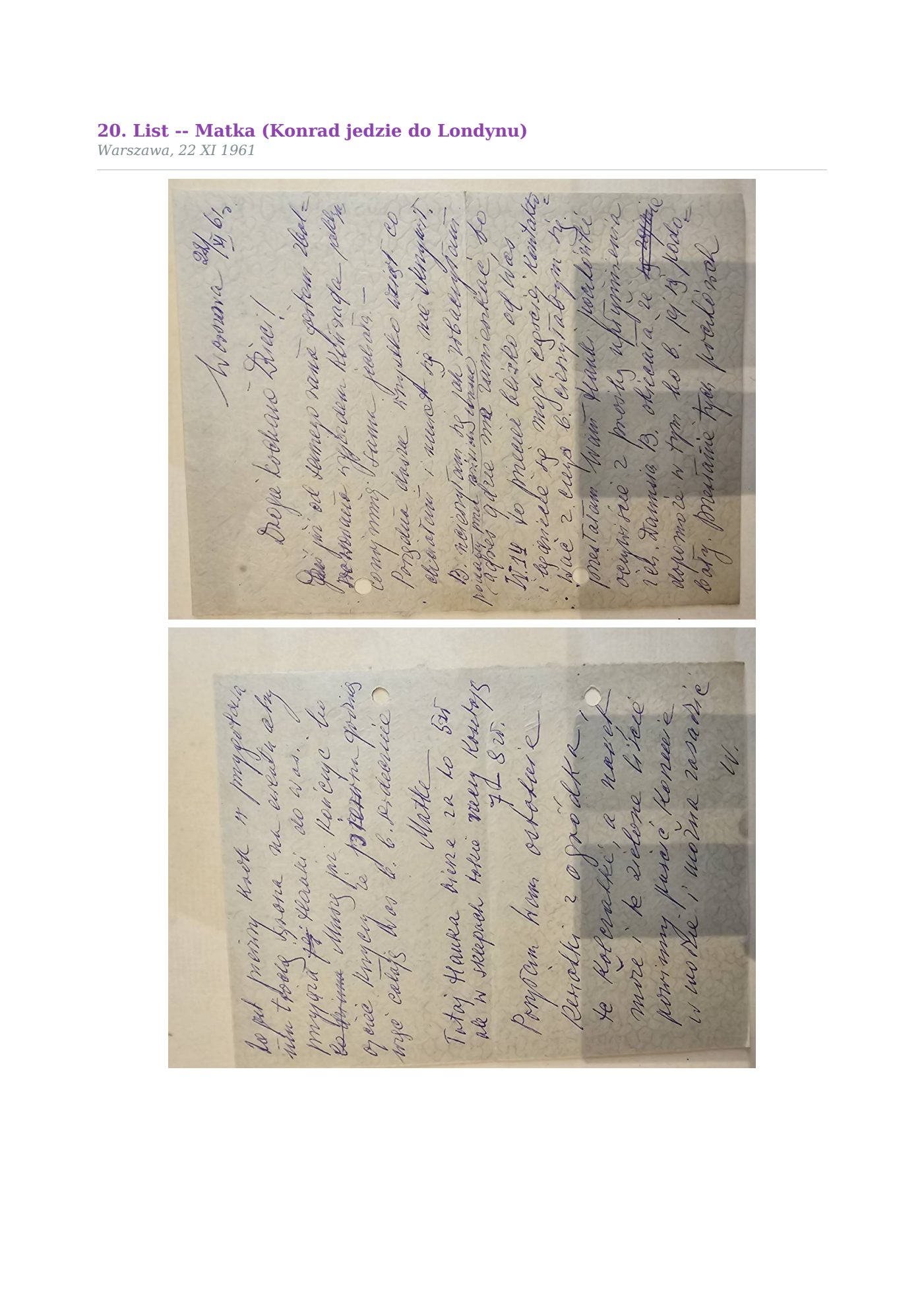List Wandy z 22.XI.1961